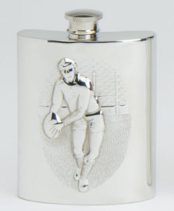 Hip Flask Rugby Player Pewter. The Sports flasks are available in 4 oz ( 114 ml) and 6 oz ( 170.4 ml).