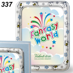 Silver Baby Frame Bees Blue Flowers