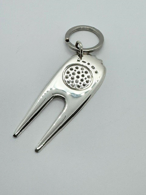 Silver Golfball Divot Lifter Keyring Silver Golfball Divot Lifter Keyring